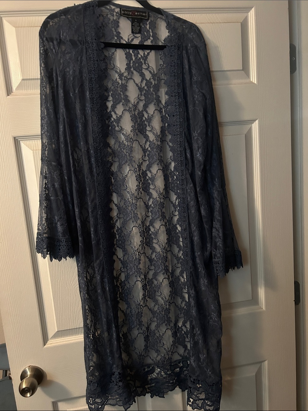 Sheer Lace Kimono Cardigan in Navy
